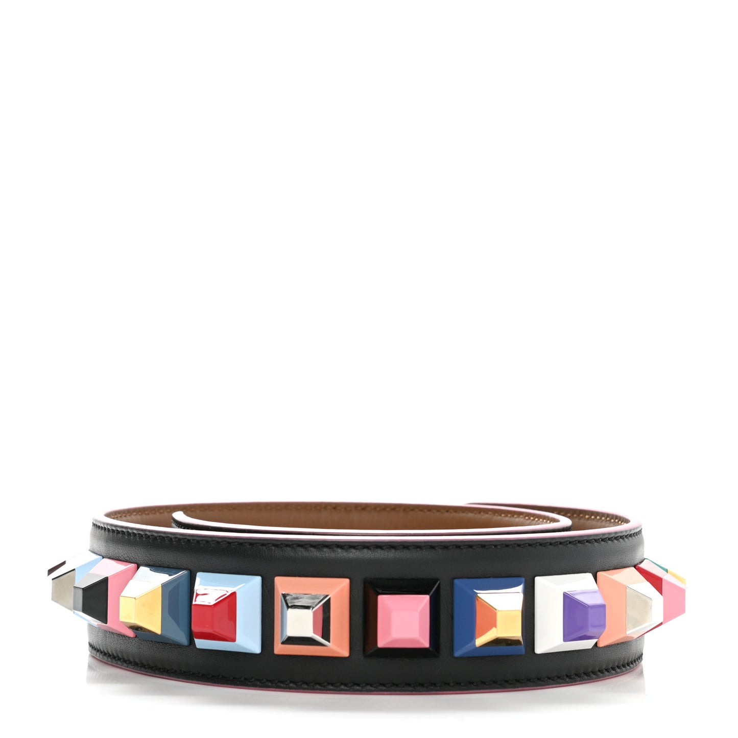 Vitello Dolce Plexiglass Bi-Color Studded Strap You Black Brownie Multicolor