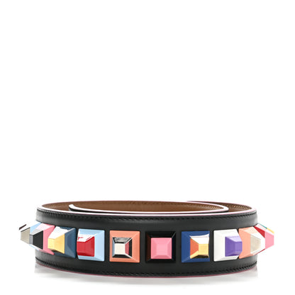 Fendi Vitello Dolce Plexiglass Bi-Color Studded Strap You Black Brownie Multicolor 2 of 5