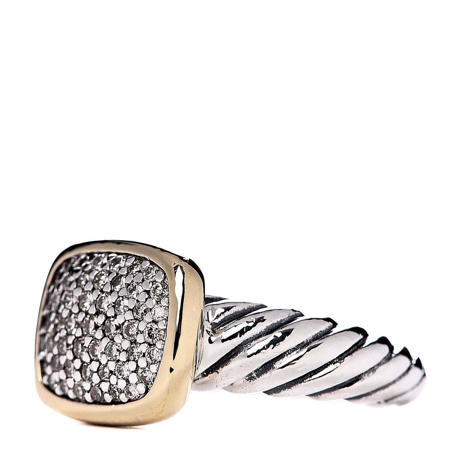 Sterling Silver 18K Yellow Gold Diamond 10mm Noblesse Ring 49 5