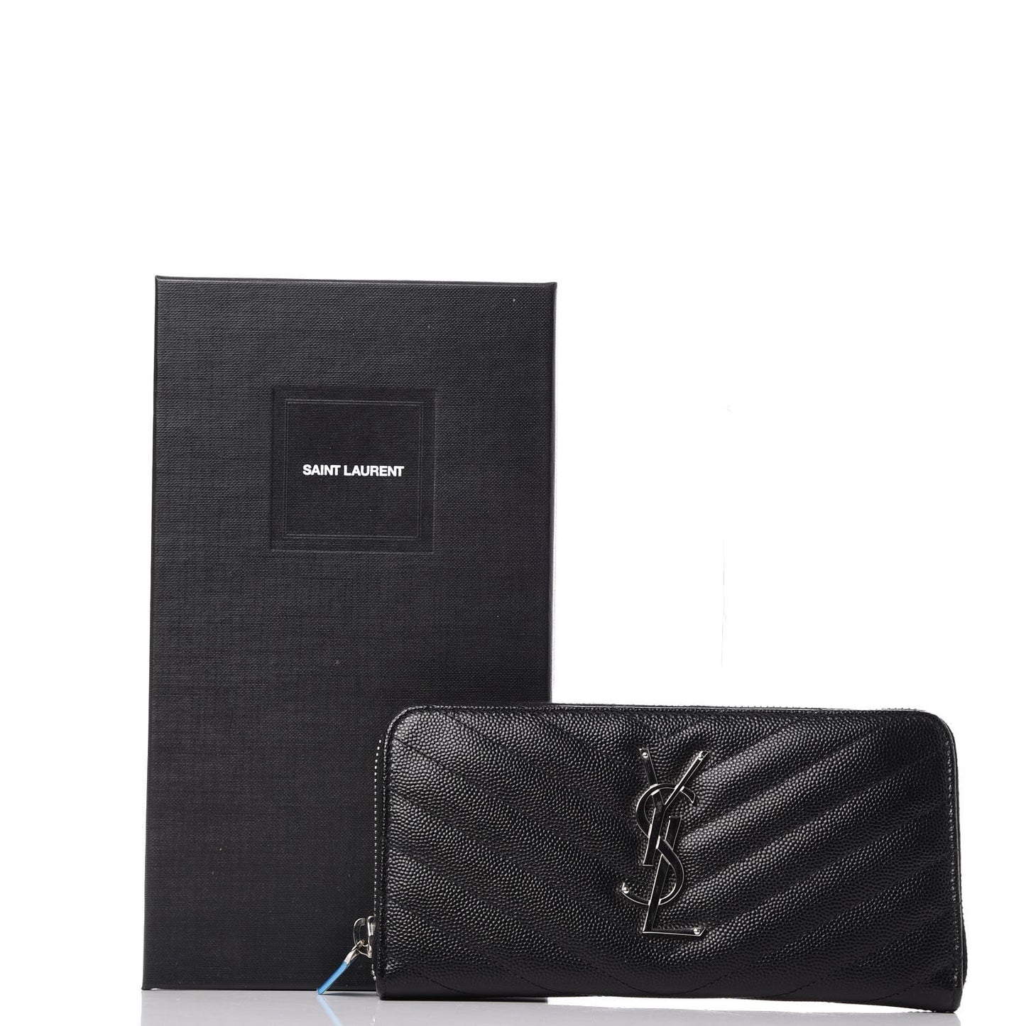 Grain De Poudre Matelasse Chevron Monogram Zip Around Wallet Black