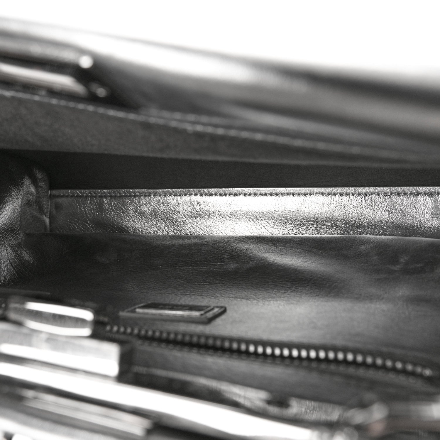 Fendi Vitello Catalan Mirror Medium Peekaboo Iconic Satchel Argento 5 of 8