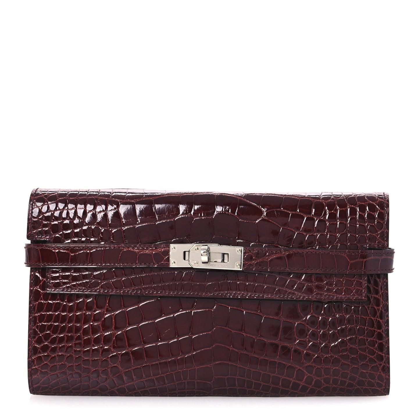 Shiny Alligator Kelly Longue Wallet Bourgogne