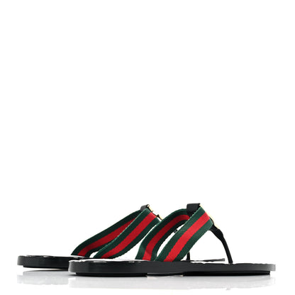 Gucci Nylon Guccissima Web Womens Thong Sandals 35.5 Green Red Black 4 of 8
