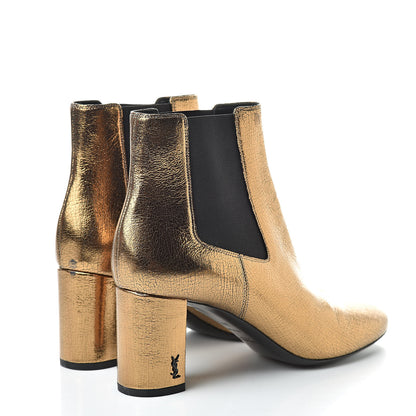 Saint Laurent Metallic Cracked Loulou Pin Booties 38.5 Copper 4 of 8