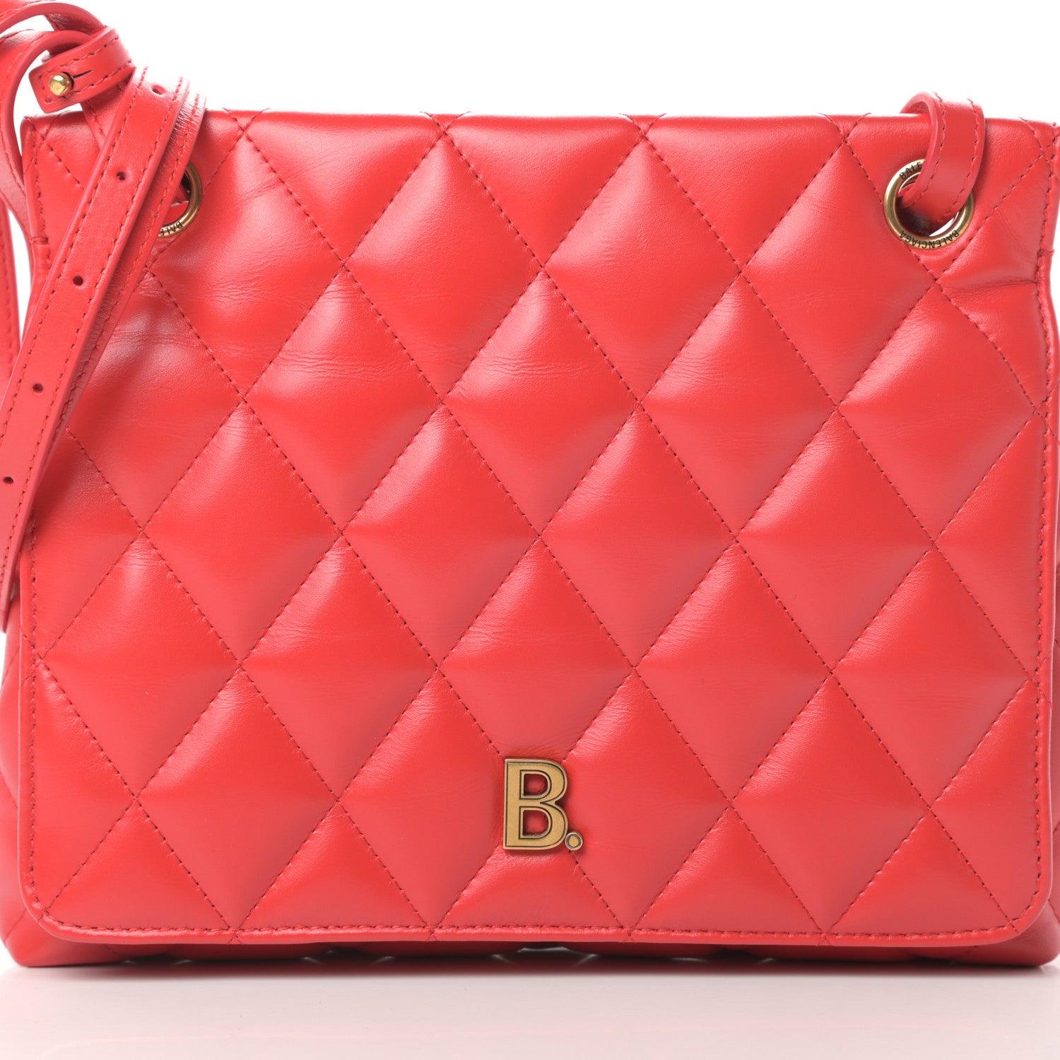 Balenciaga Nappa Calfskin Quilted Medium Touch B Shoulder Bag Bright Red 8 of 11