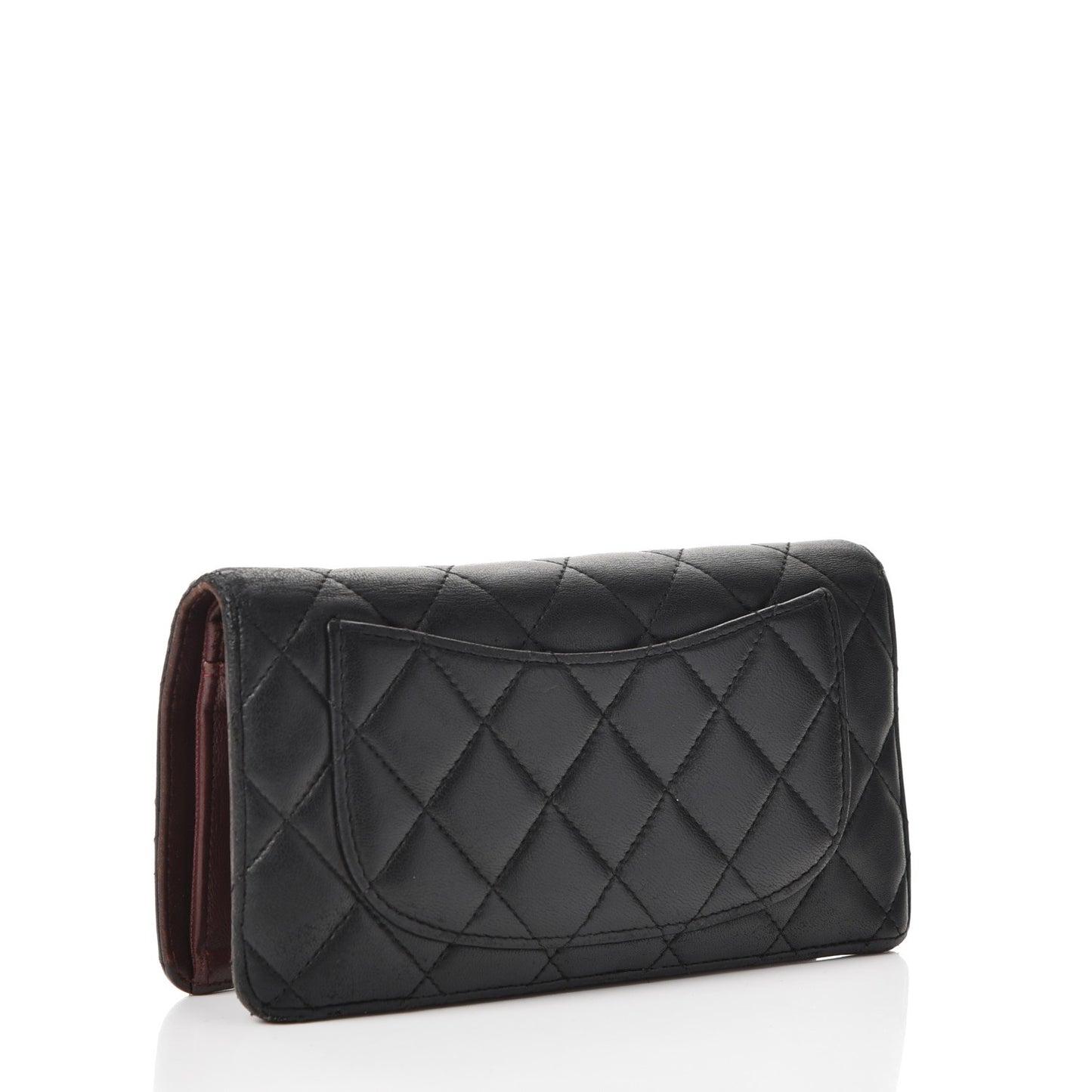 Lambskin Quilted Yen Wallet Black