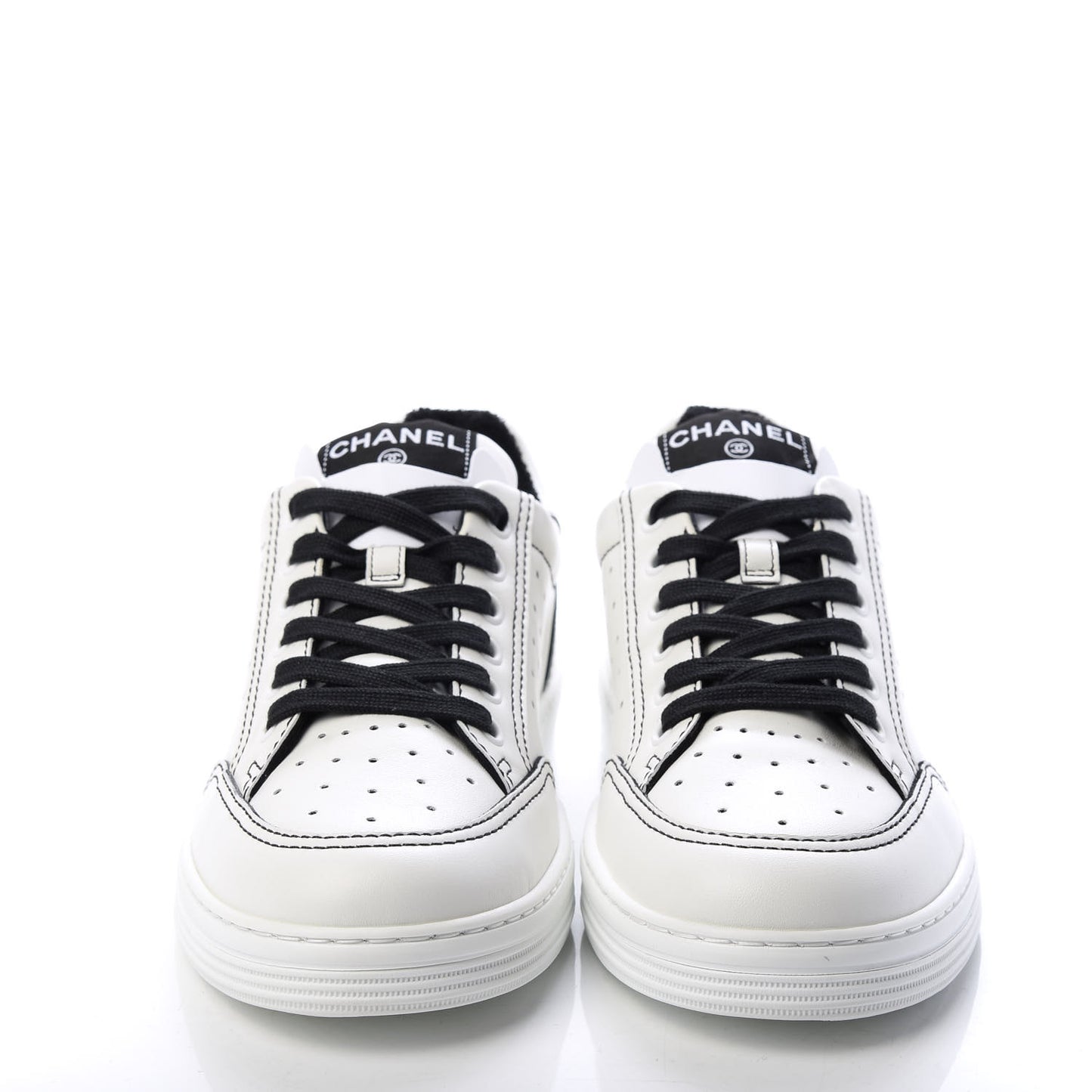 Calfskin Womens Logo Sneakers 38 White