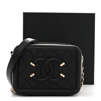 Chanel Caviar Quilted CC Filigree Vanity Clutch With Chain Black 11 of 11