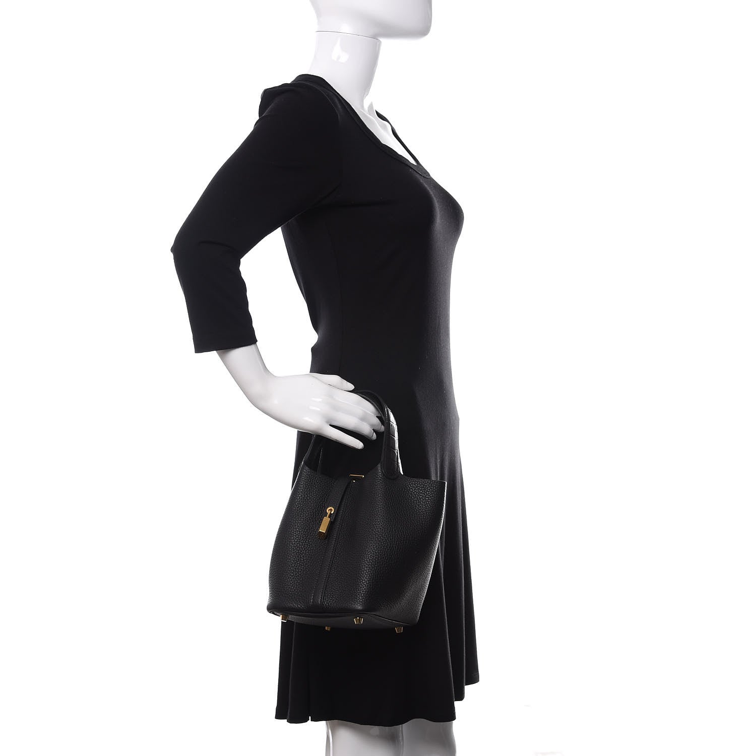 Hermes Taurillon Clemence Matte Alligator Picotin Lock Touch 18 PM Black 2 of 11