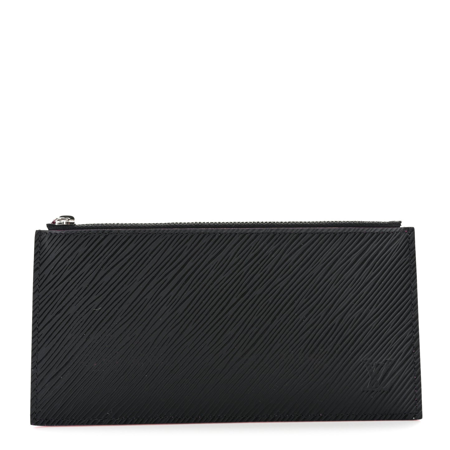 Epi Felicie Chain Wallet Zippered Insert Black Hot Pink