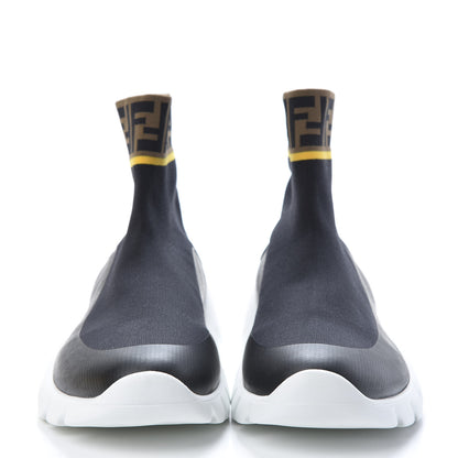 Fendi Jersey FF Mania Mens High Top Sock Sneakers 11 Black Tobacco Yema 2 of 8
