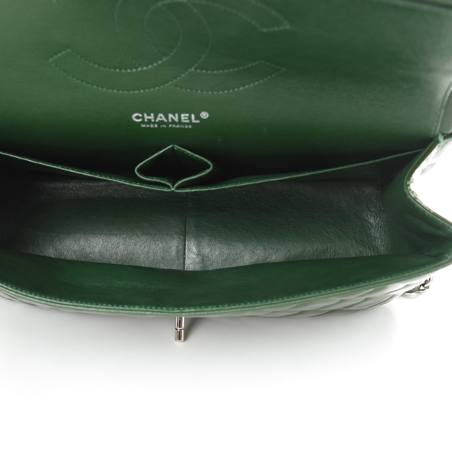 Chanel Patent Calfskin Quilted Jumbo Double Flap Green 6 of 15