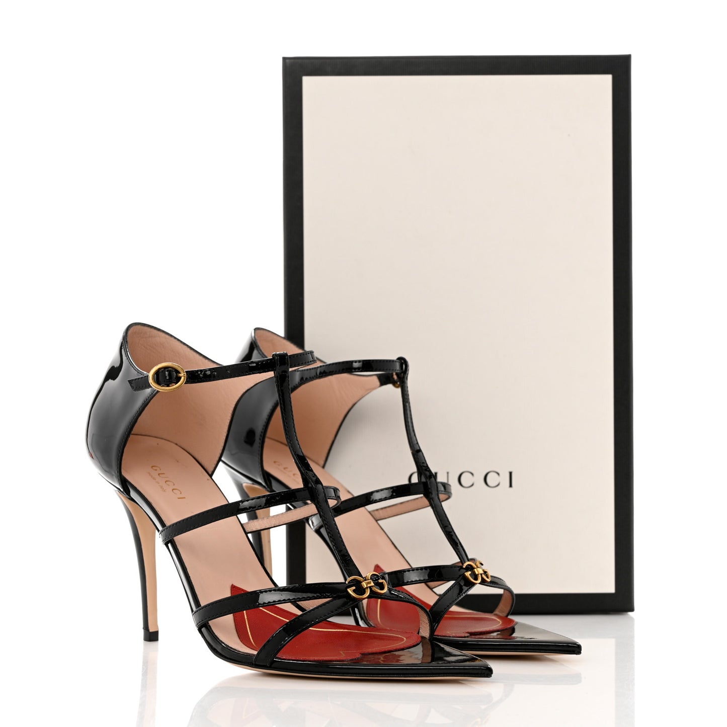 Patent Jerry Caged Sandals 39 Black