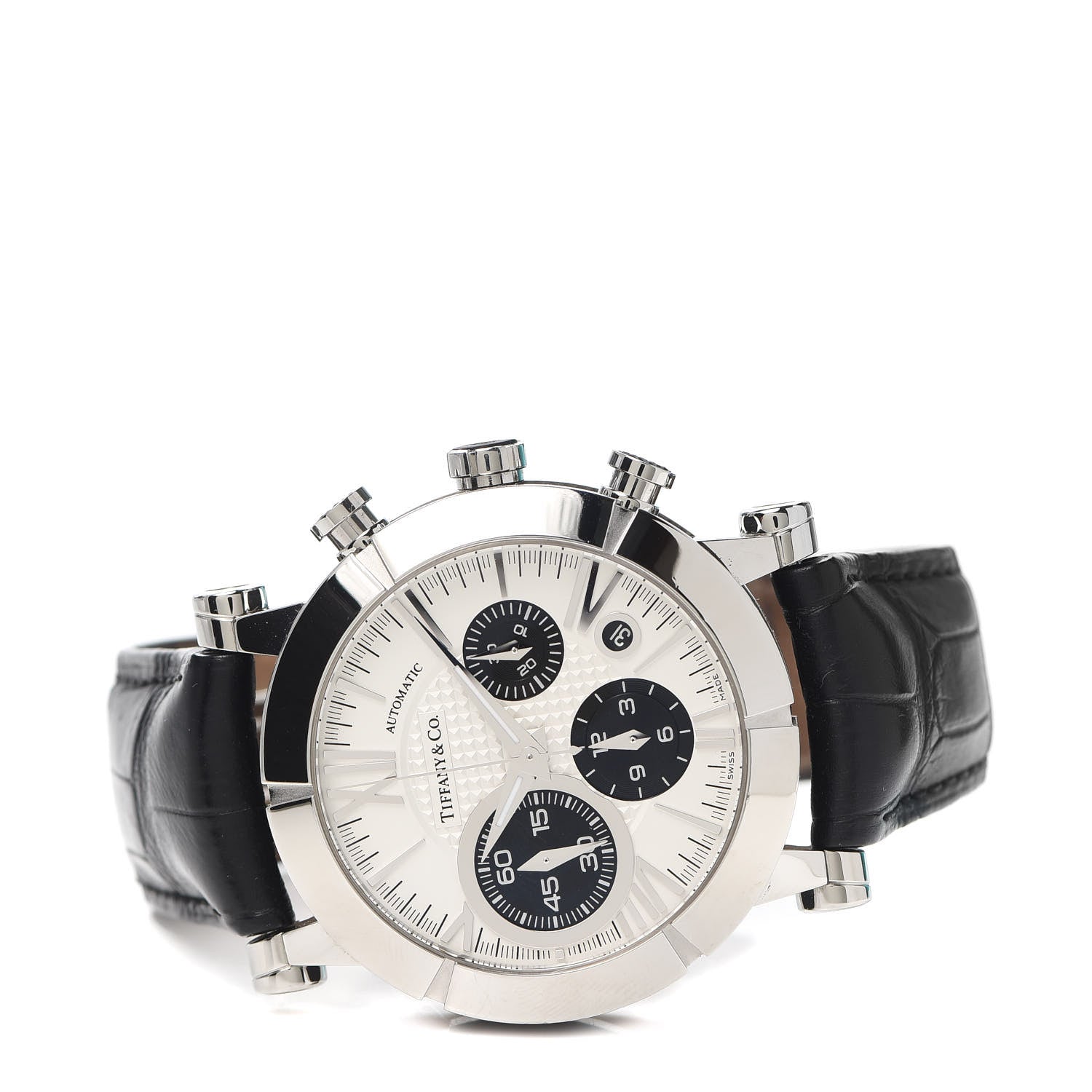 Tiffany Stainless Steel Alligator 42mm Atlas Chronograph Automatic Watch 2 of 8