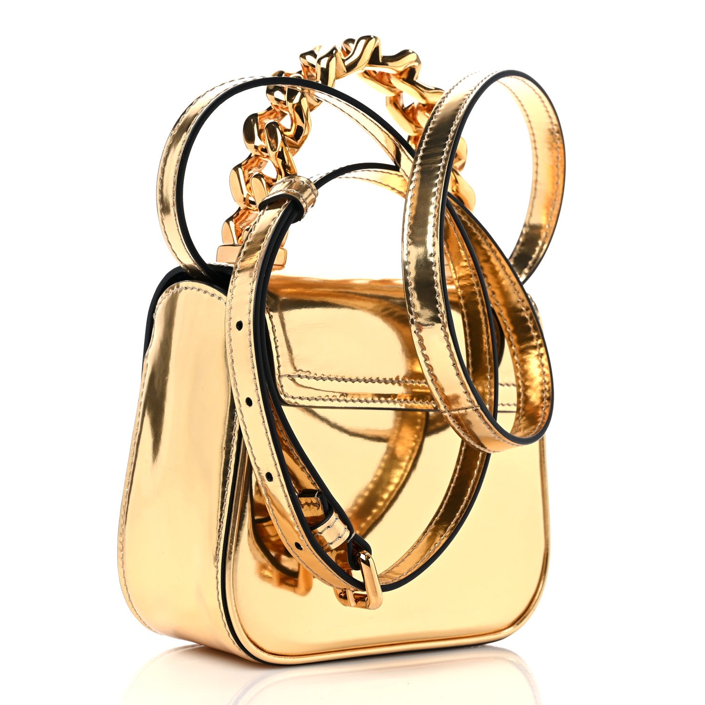 Metallic Calfskin Mini La Medusa Bag Gold