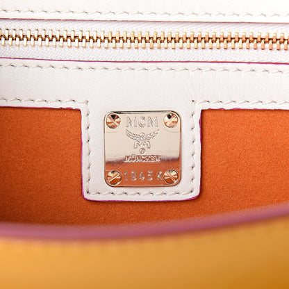 MCM Visetos Small Patricia Satchel Cognac White 5 of 9