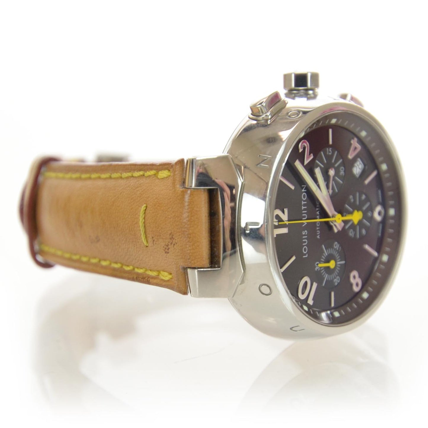 Stainless Steel Vachetta 41mm Tambour Chronograph Automatic Watch Brown