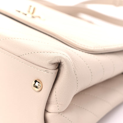 Chanel Grained Calfskin Small Chevron Chic Top Handle Flap Beige 9 of 17