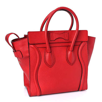 Celine Drummed Calfskin Micro Luggage Coquelicot 3 of 8