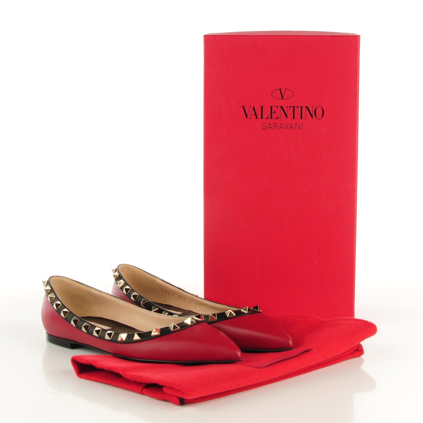 Nappa Rockstud Ballerina Flats 35 Scarlet Black