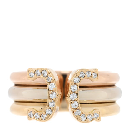Cartier 18K Pink Yellow White Gold Diamond C De Cartier Ring 55 7.25 1 of 4