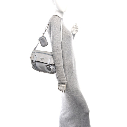 Prada Re-Nylon Vela Saffiano Pocket Double Buckle Messenger Shoulder Bag Fiordaliso 2 of 9