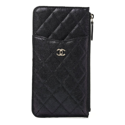 Chanel Iridescent Caviar Quilted Classic Flat Wallet Pouch Black 1 of 3