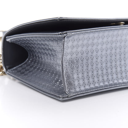 Christian Dior Metallic Patent Micro-Cannage Small Diorama Flap Bag Silver 10 of 13