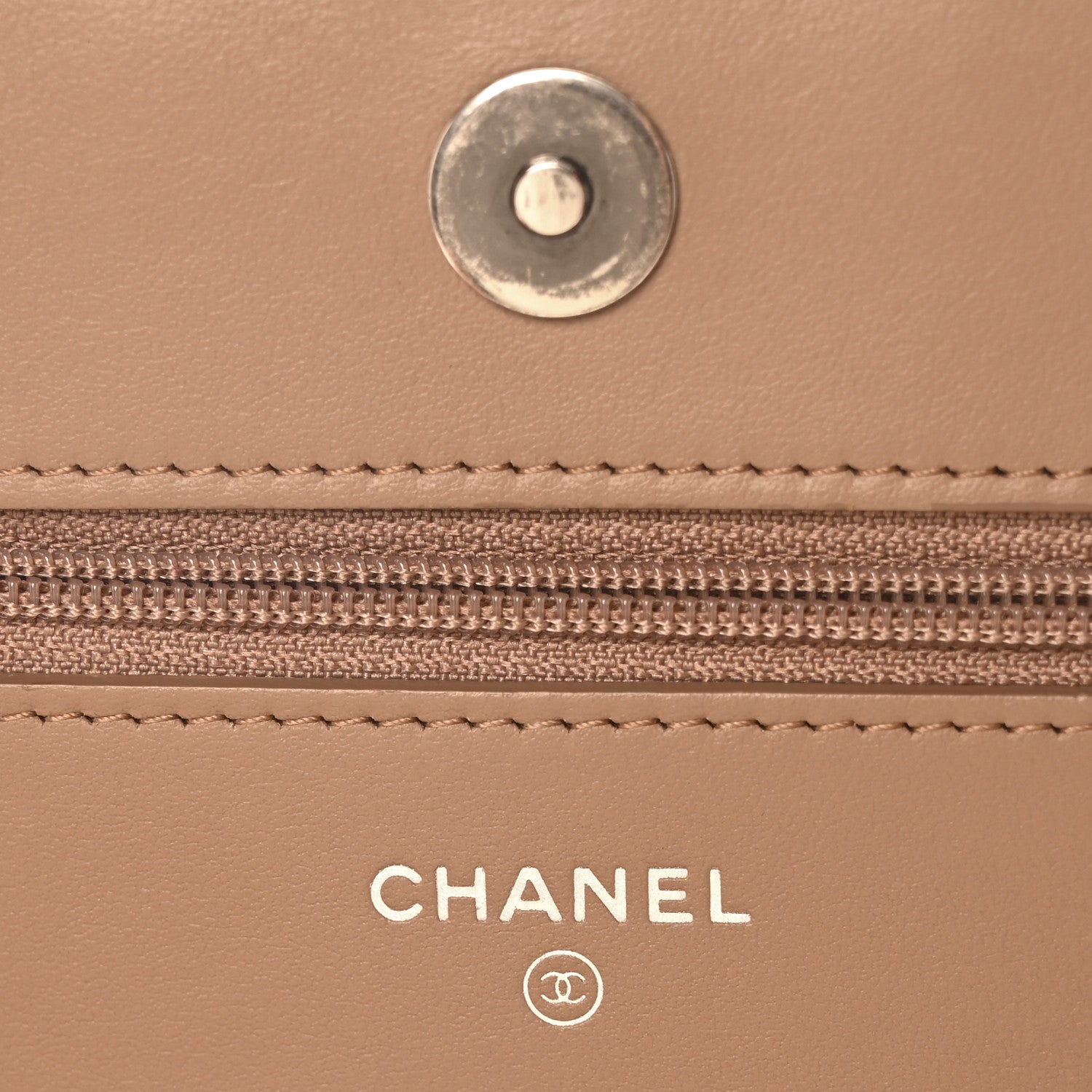 Chanel Caviar Chevron Quilted Boy Wallet On Chain WOC Dark Beige 6 of 11