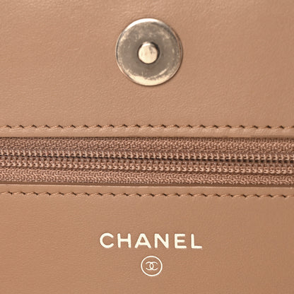 Chanel Caviar Chevron Quilted Boy Wallet On Chain WOC Dark Beige 6 of 11