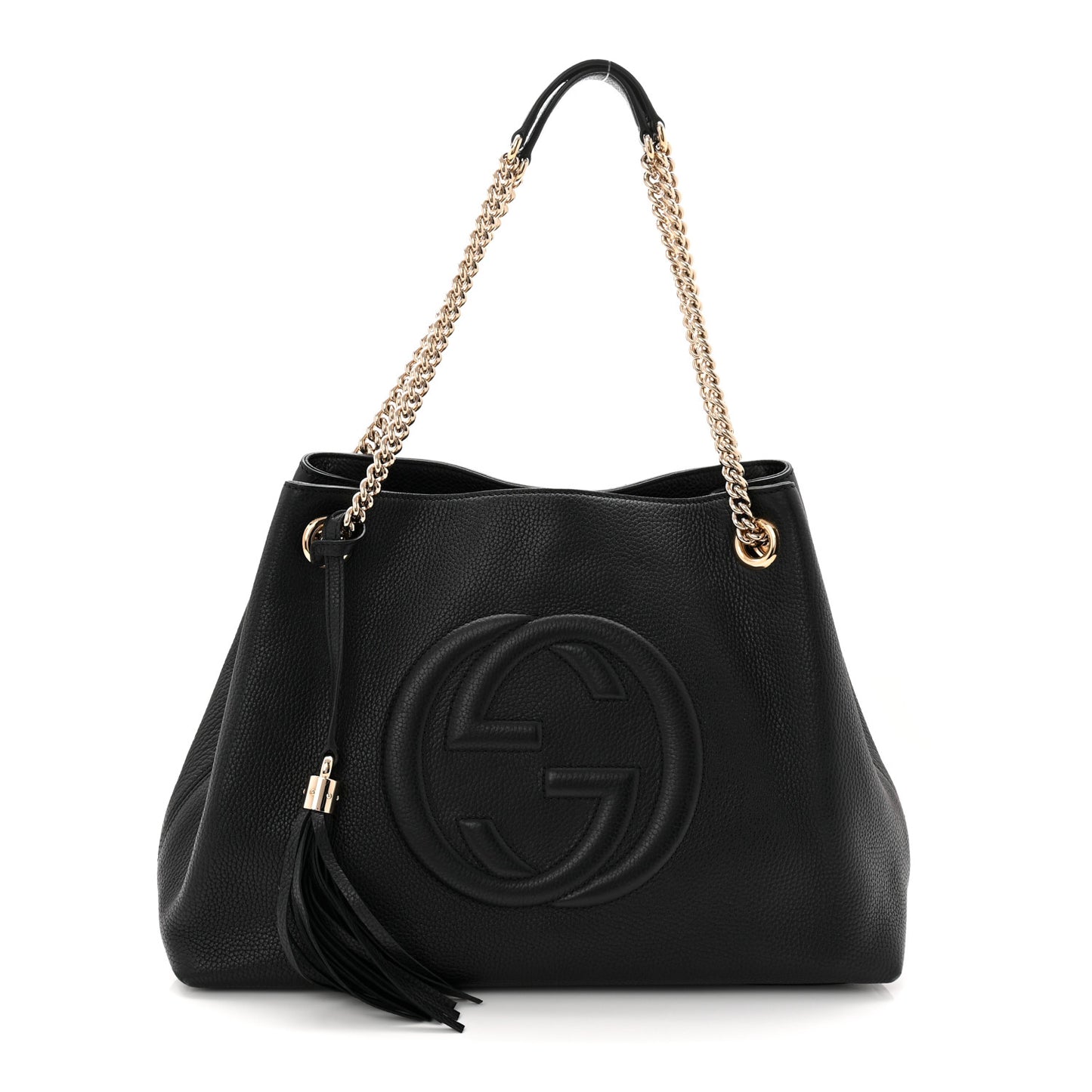 Pebbled Calfskin Medium Soho Chain Shoulder Bag Black