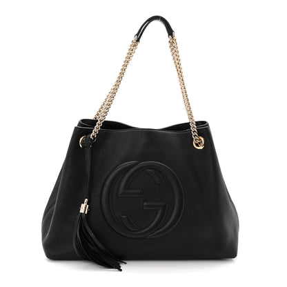 Gucci Pebbled Calfskin Medium Soho Chain Shoulder Bag Black 1 of 11