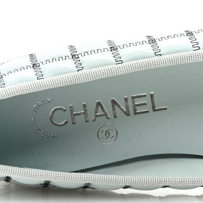 Chanel Lambskin Embroidered Grosgrain Cap Toe CC Ballerina Flats 37 Light Blue Black 7 of 9