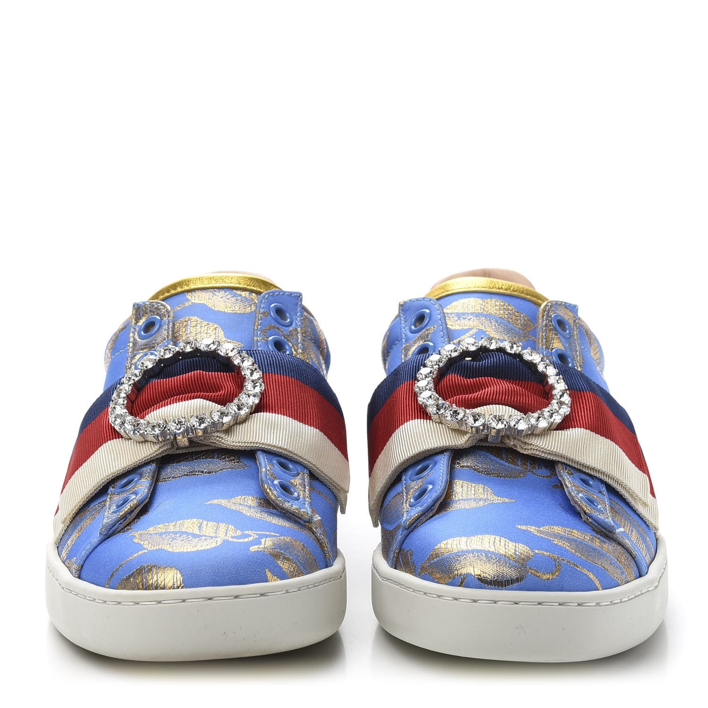 Lurex Jacquard Crystal Sylvie Web Branches Womens Ace Sneakers 36 Pervinca Gold