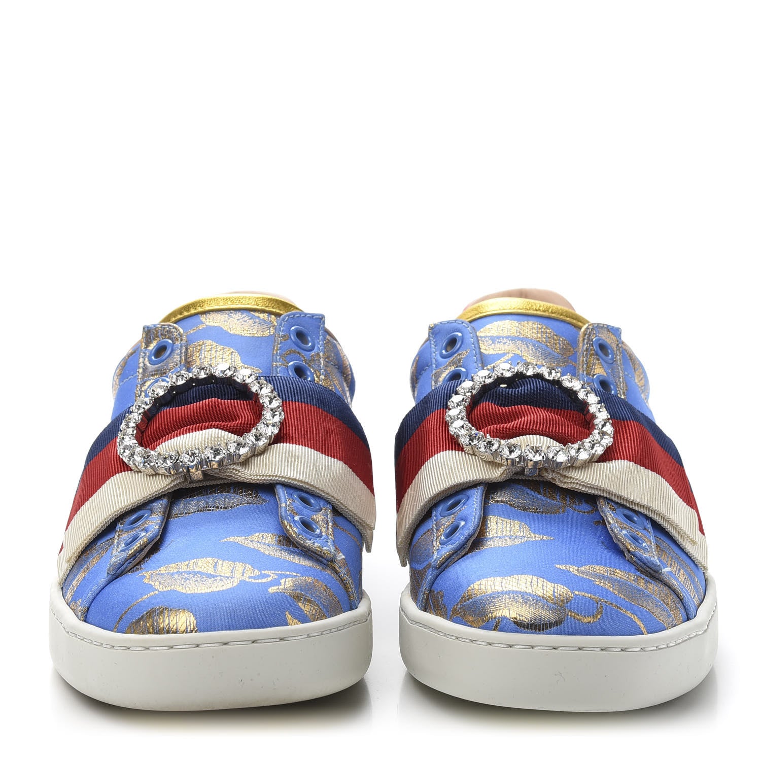 Gucci Lurex Jacquard Crystal Sylvie Web Branches Womens Ace Sneakers 36 Pervinca Gold 2 of 10