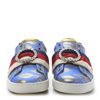 Gucci Lurex Jacquard Crystal Sylvie Web Branches Womens Ace Sneakers 36 Pervinca Gold 2 of 10