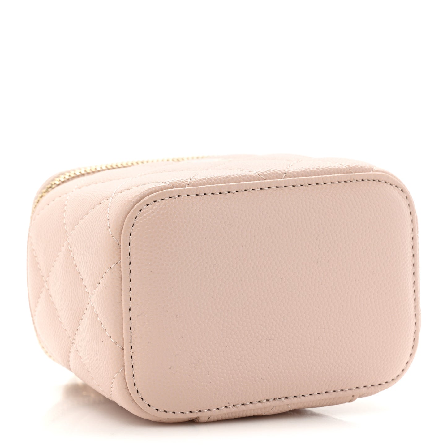 Caviar Quilted Mini Vanity Case With Chain Light Pink