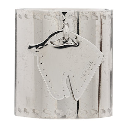 Hermes Palladium Tete de Cheval Horse Charm Scarf Ring 1 of 5