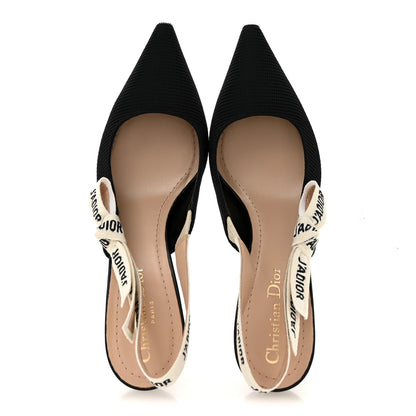 Christian Dior Technical Canvas Ribbon J Adior Slingback 65mm Pumps 37.5 Black 2 of 10