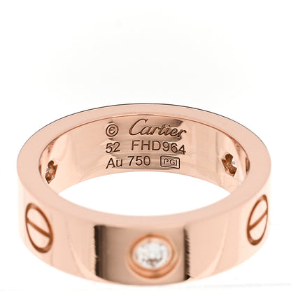 Cartier 18K Pink Gold 3 Diamond 5.5mm LOVE Ring 52 6 4 of 5