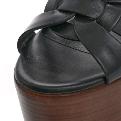 Saint Laurent Calfskin Betty 80 Tribute Sandals 37 Black 10 of 12