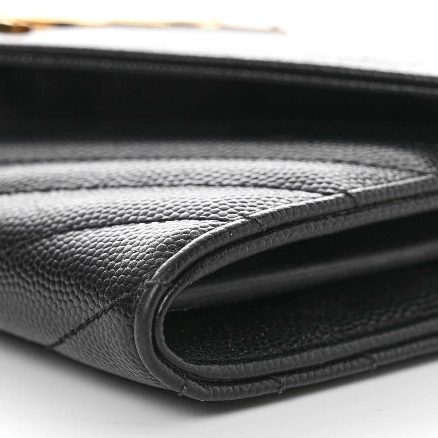 Grain De Poudre Matelasse Chevron Monogram Flap Wallet Black