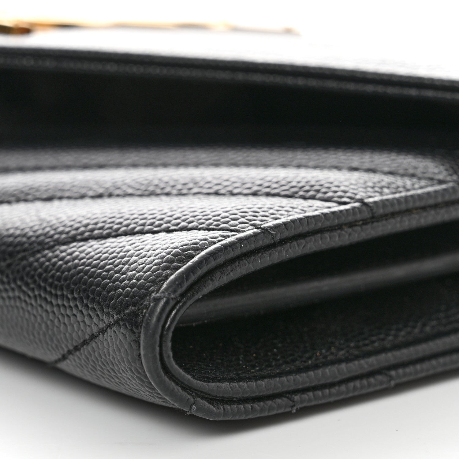 Saint Laurent Grain De Poudre Matelasse Chevron Monogram Flap Wallet Black 9 of 15