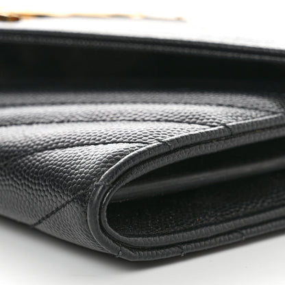 Saint Laurent Grain De Poudre Matelasse Chevron Monogram Flap Wallet Black 9 of 15