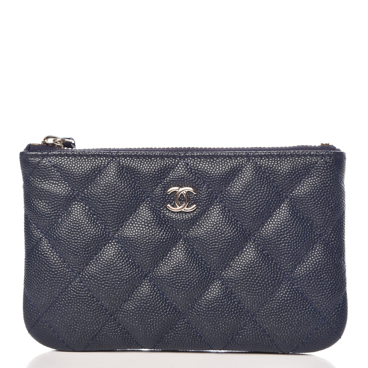 Caviar Quilted Small Cosmetic Case Navy