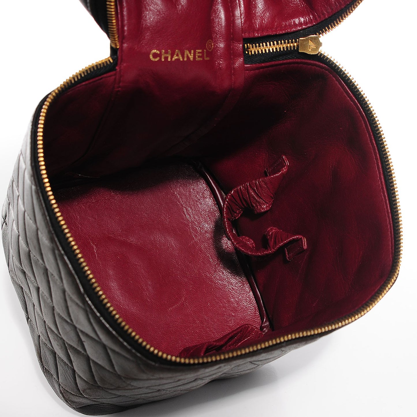 Lambskin Quilted Large Cosmetic Case Black
