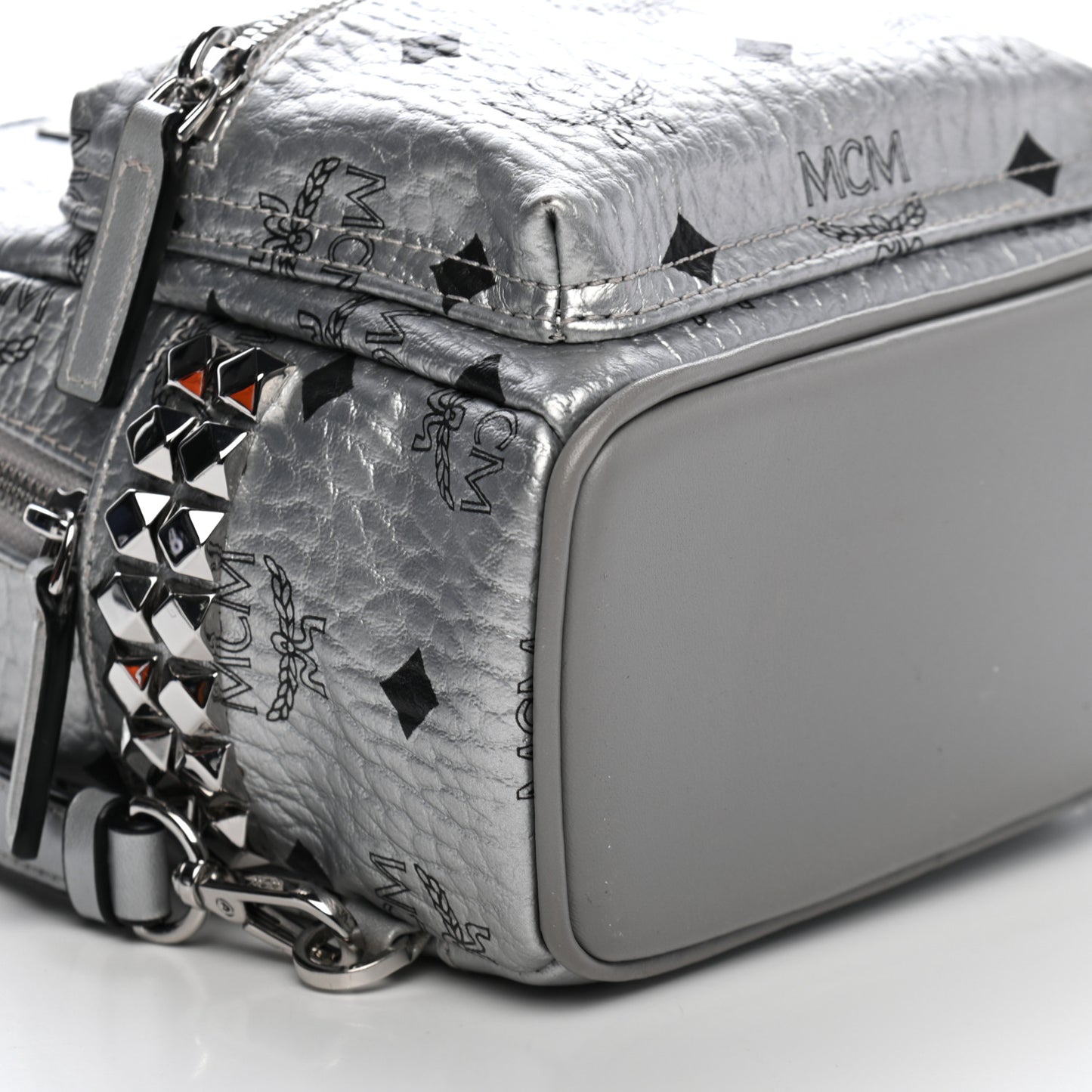Metallic Visetos Studded X-Mini Bebe Boo Backpack Silver