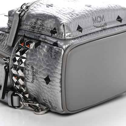 MCM Metallic Visetos Studded X-Mini Bebe Boo Backpack Silver 8 of 9