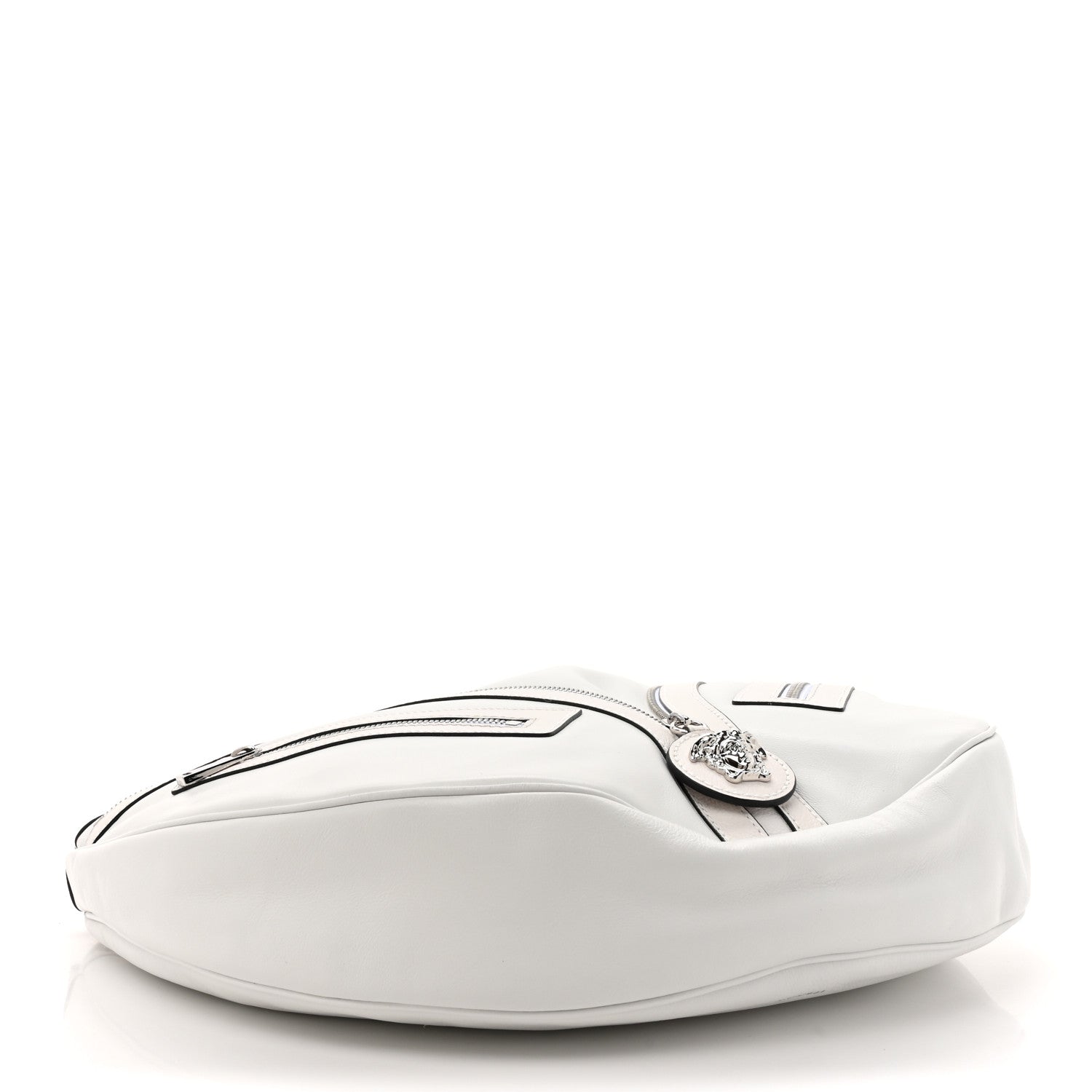 Versace Calfskin Medium Repeat Zip Hobo Optical White 4 of 9