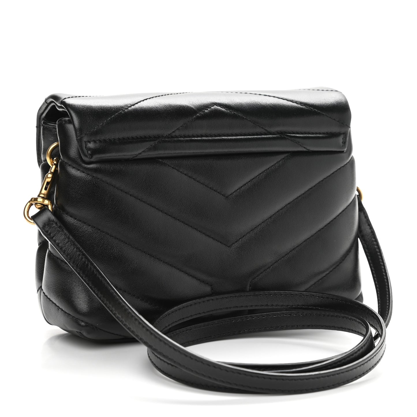 Calfskin Y Quilted Monogram Toy Loulou Crossbody Bag Black